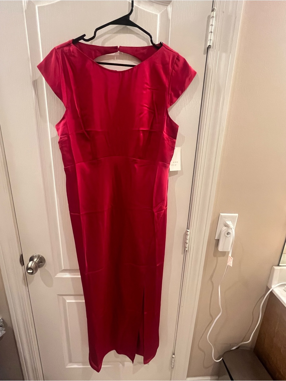 a new day Red Cap-Sleeve Midi Dress